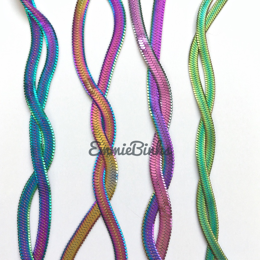New Minimalist 3.2mm Holographic Oil Slick Unisex Chain Necklace